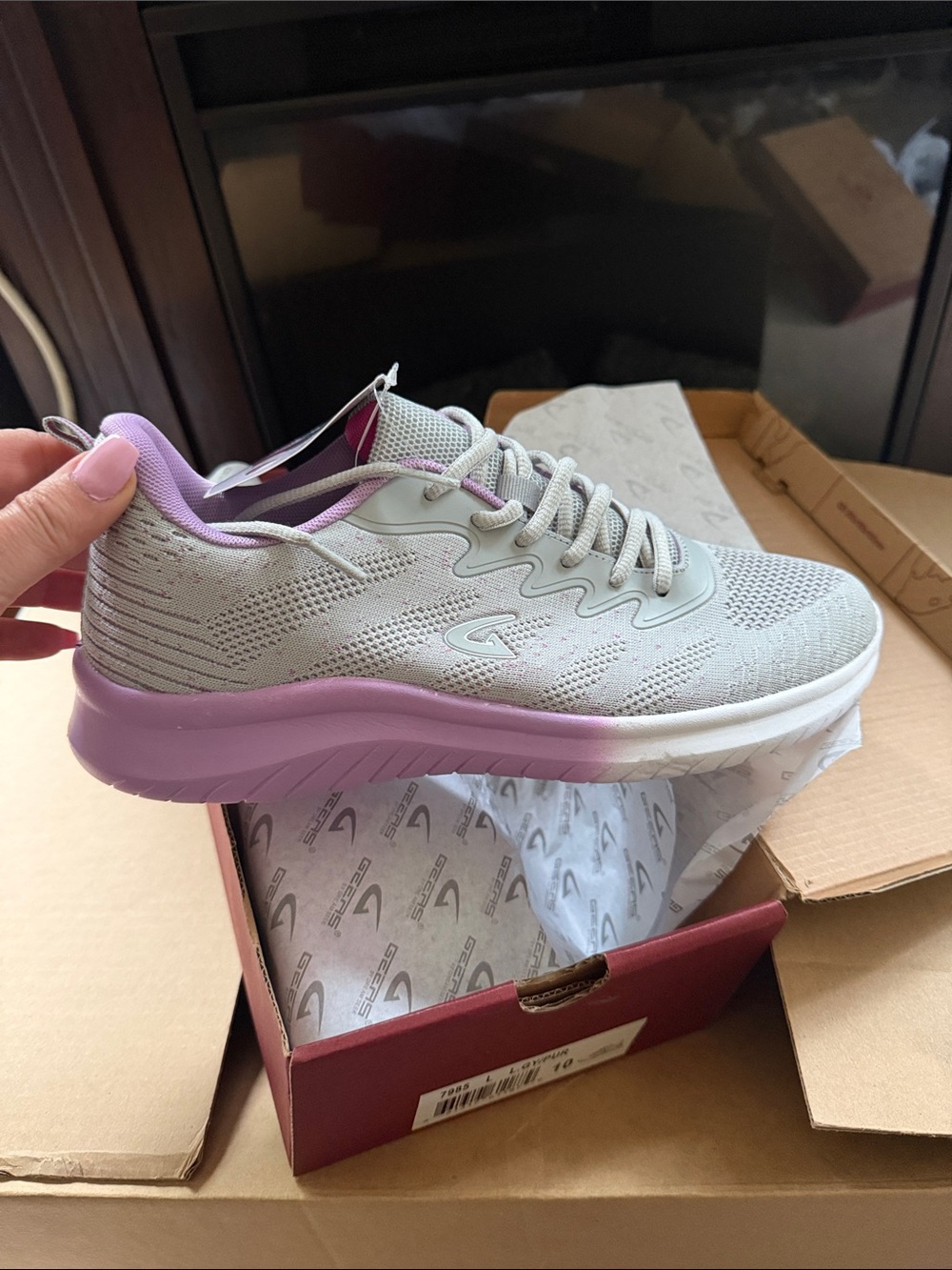 Light Gray and Lavender Women's Athletic Sneakers